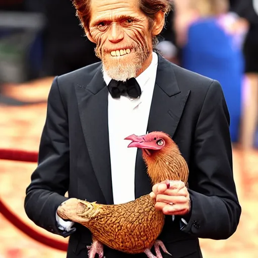 Image similar to willem dafoe with a fowl body : intricate, elegant, highly detailed, centered, smooth, sharp focus,