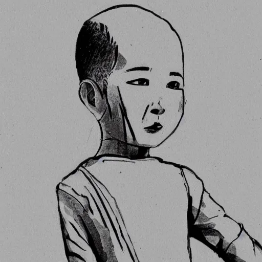 Image similar to chinese boy buzz cut one line drawing