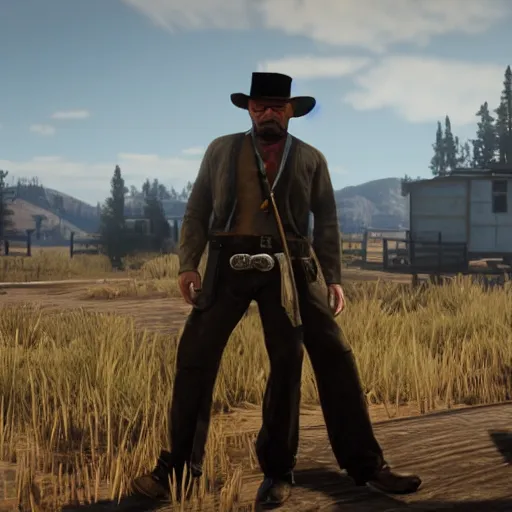 Image similar to Walter White as a Red Dead Redemption 2 character, in game screenshot