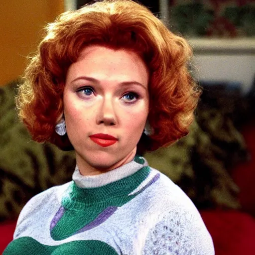 Image similar to a tv still of scarlett johansson as Kitty Forman of That 70's show