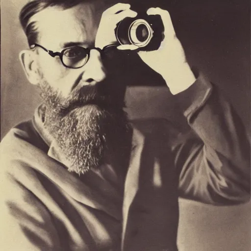 Image similar to laszlo moholy - nagy painting of beard grandpa taking a photo to a baby girl