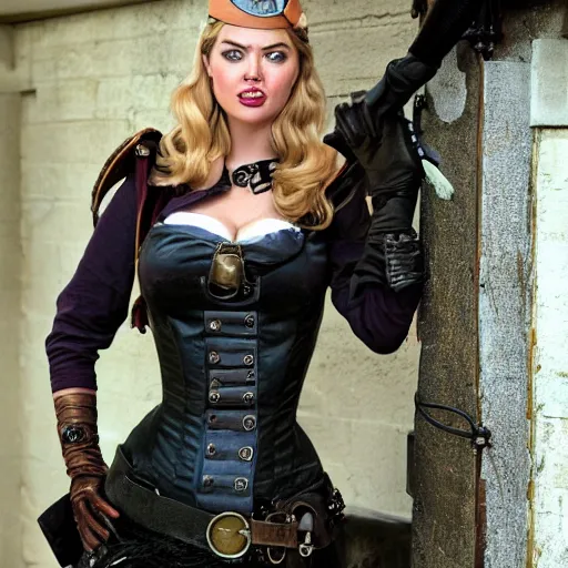 Image similar to photo of kate upton as a female steampunk thief with daggers