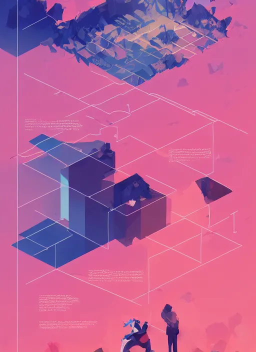 Image similar to axonometric isometric climate change infographic by makoto shinkai, ilya kuvshinov, lois van baarle, rossdraws, basquiat | maximalism, trending on artstation | complimentary color scheme