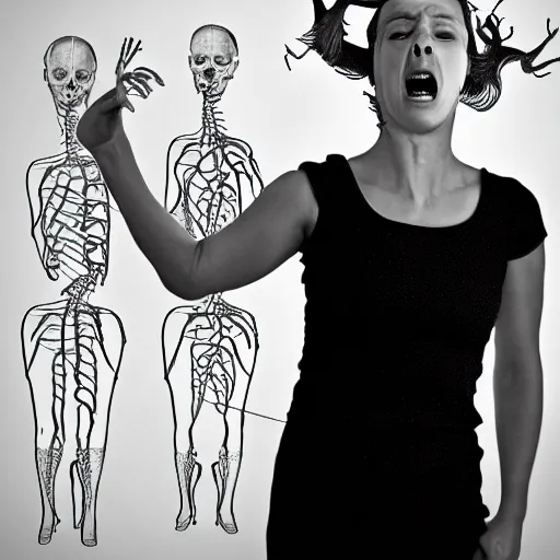 Image similar to angry woman with 6 arms anatomy diagram