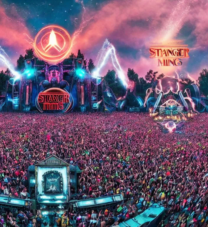 Tomorrowland mainstage 2024, stranger things theme Stable Diffusion