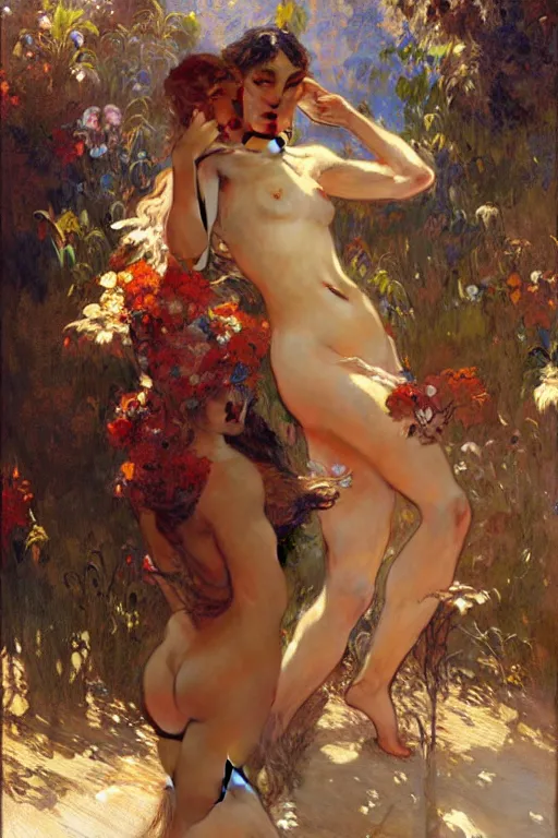 Prompt: 2 attracting men, painting by gaston bussiere, craig mullins, greg rutkowski, alphonse mucha