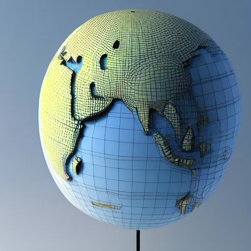 Image similar to a vectori llustration of the globe with famous 3 d touristic landmarks on it, 3 d render, 3 d model, smooth, ray tracing, illustration, in the style of shkret