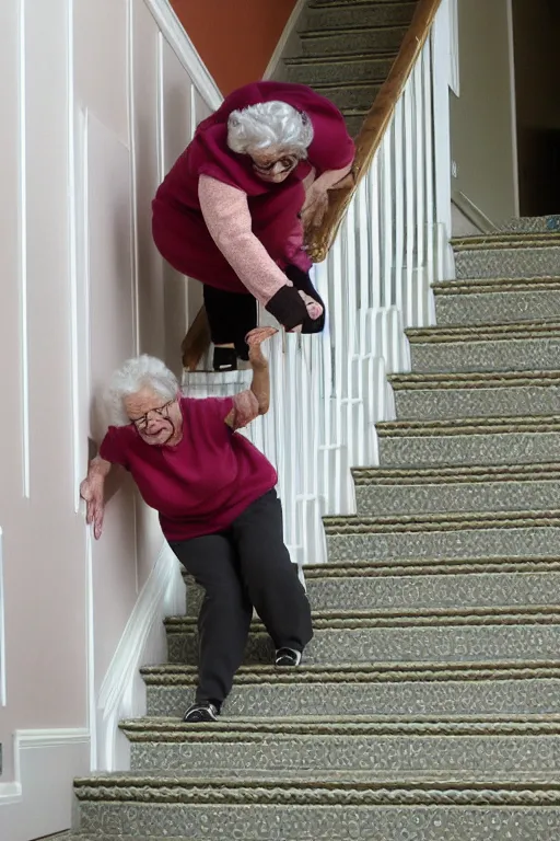 Image similar to Grandma falling down the stairs