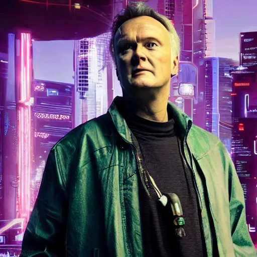 Image similar to Anthony Head as Cyberpunk Uther