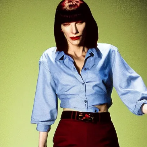 Image similar to Cate Blanchett as Vincent in Pulp Fiction