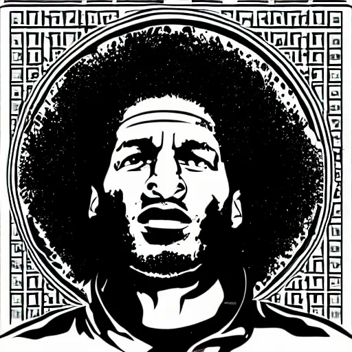 Image similar to rage against the machine, epic, vector art