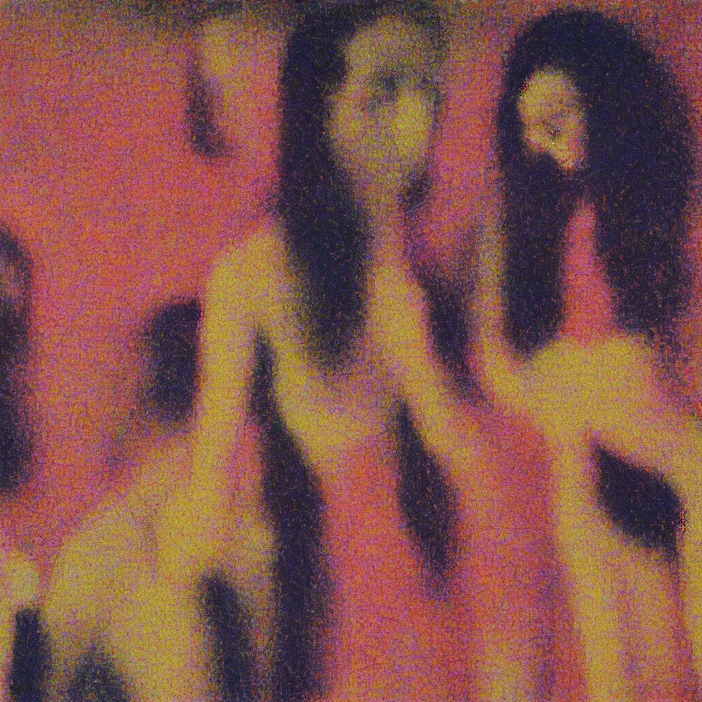 Prompt: a film still of suspiria by dario argento 1 9 7 7 movie, painted by georges seurat, impressionism, pointillism, high quality, detailed, print!