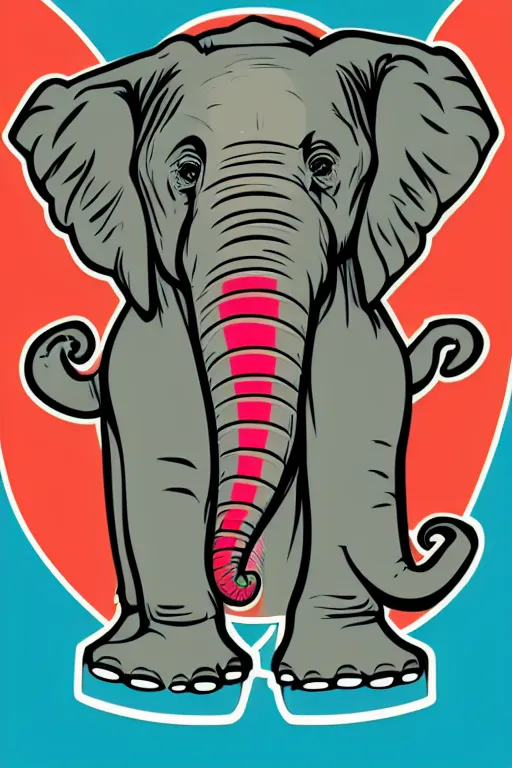 Image similar to happy elephant, 7 6 retro futurist illustration art by butcher billy, sticker, colorful, illustration, highly detailed, simple, smooth and clean vector curves, no jagged lines, vector art, smooth andy warhol style