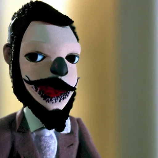 Prompt: Still of Matteo Salvini in The Nightmare Before Christmas, claymation