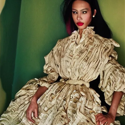 Image similar to a fashionable filipino woman, portrait, by mario testino