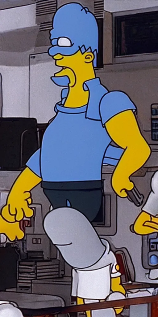 Image similar to homer simpson in the movie the terminator 1 9 8 4