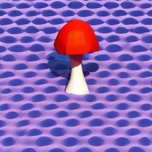 Image similar to Matte 3d low poly icon of a red mushroom with white spots, lat lighting, isometric perspective on pure white background, soft shadows, 3d render,