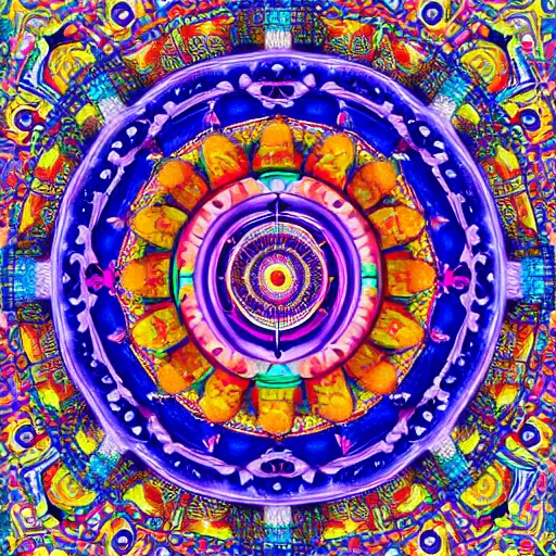 Image similar to A beautiful Buddhist Mandala, hyper-detailed, rainbow color scheme :: Mystical, astral, concept art