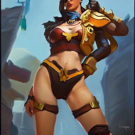 Prompt: greg manchess portrait painting of teela as overwatch character, medium shot, asymmetrical, profile picture, organic painting, sunny day, matte painting, bold shapes, hard edges, street art, trending on artstation, by huang guangjian and gil elvgren and sachin teng