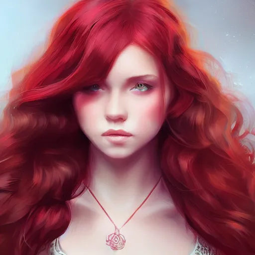 Prompt: teen girl, red hair, gorgeous, amazing, elegant, intricate, highly detailed, digital painting, artstation, concept art, sharp focus, illustration, art by ross tran
