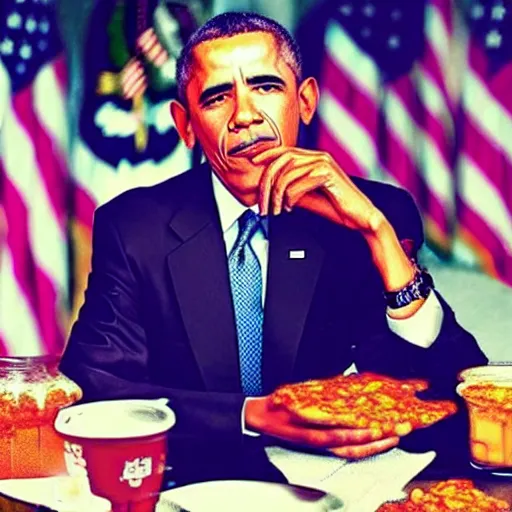 Image similar to “Obama drinking way too much hot sauce, 4k hdr realistic no artifacts”