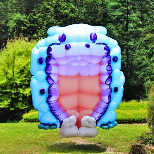 Image similar to inflatable tardigrade, balloon tardigrade, rubber tardigrade, inflated rubber, overinflated giant, translucent, see - through