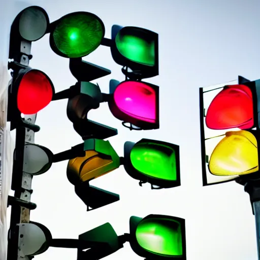 Image similar to traffic lights with various images in them