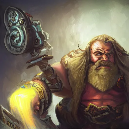 Prompt: A dwarf taking a self with a big camera, artwork by World of Warcraft Direction Art, detailed, dynamic, cinematic composition