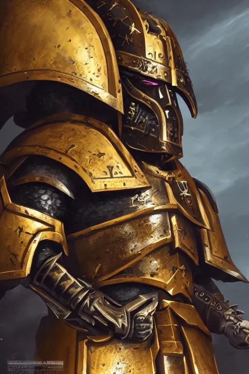 Image similar to armor portrait heros warhammer 4 0 k horus heresy fanart - the primarchs emperor by johannes helgeson animated with vfx concept artist & illustrator global illumination ray tracing hdr fanart arstation zbrush central hardmesh 8 k octane renderer comics stylized