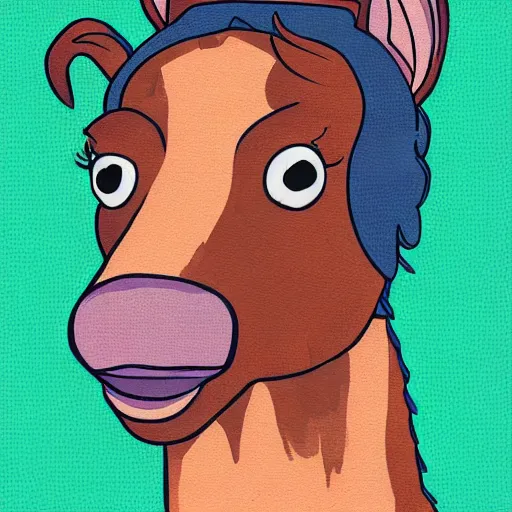 Image similar to bojack horseman style portrait of monica geller