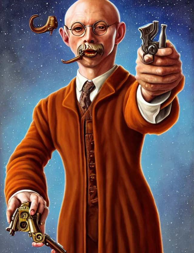 Prompt: anthropomorphic bipedal hamburger that is dressed as a renaissance librarian, and holding revolver pistols, as a matte oil painting and d & d character art, by alex grey, standing, fullbody, mystic, cold, jewels, concept art, award - winning, extremely detailed, sharp focus