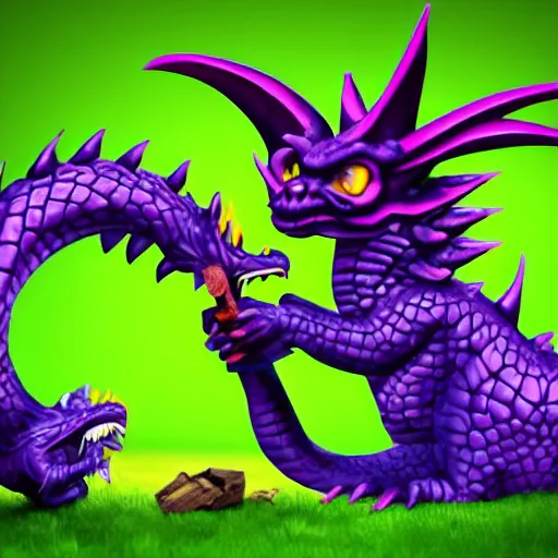 Image similar to purple dragon tames a gnome, fantasy illustration