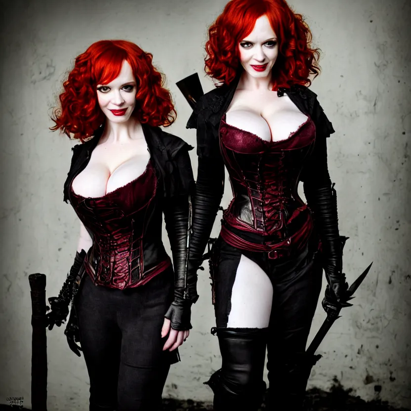 Prompt: full body photograph of christina hendricks as a vampire warrior, extremely detailed. dslr. 8 5 mm.