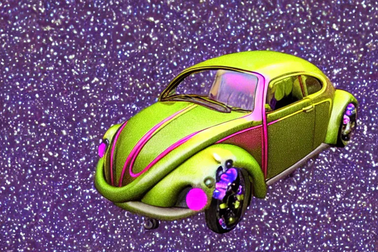 Prompt: zorbeez beetle,in the style of Wendy Froud and Joan HankeWoods,trending on artstation, tearproof lighting tilt-shift,very detailed,60s kitsch and psychedelia ,photorealistic,multiple exposure ,telephoto lens ,