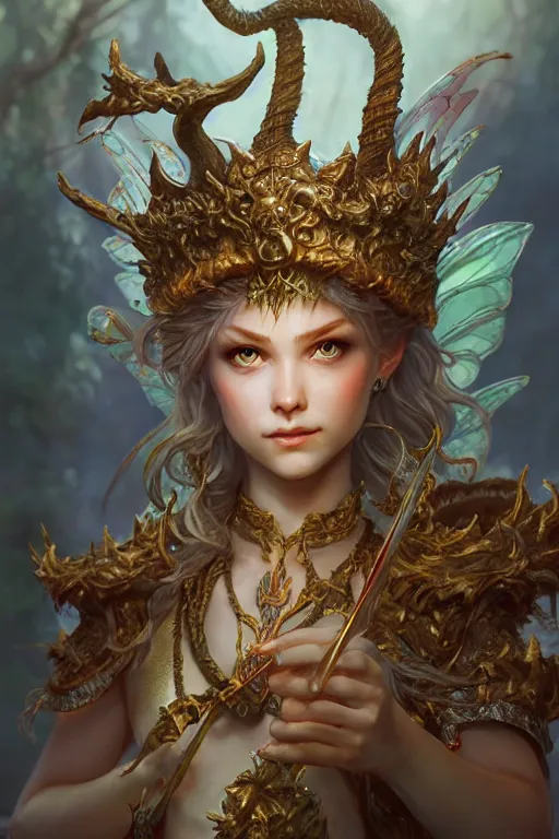 Image similar to fairy king, highly detailed, d & d, fantasy, highly detailed, digital painting, trending on artstation, concept art, sharp focus, illustration, global illumination, ray tracing, realistic shaded, art by artgerm and greg rutkowski and fuji choko and viktoria gavrilenko and hoang lap,