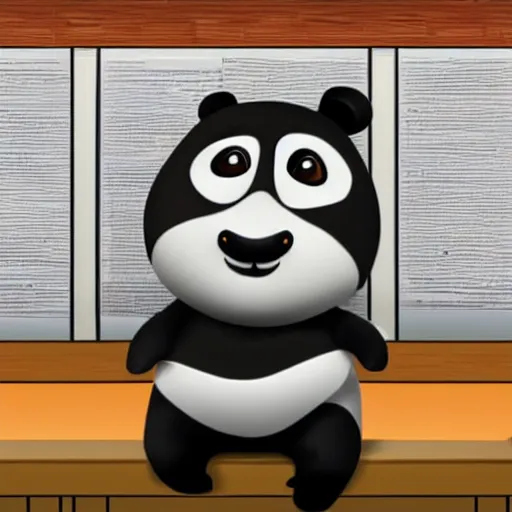 Prompt: kungfu panda sitting in a classroom and sleeping