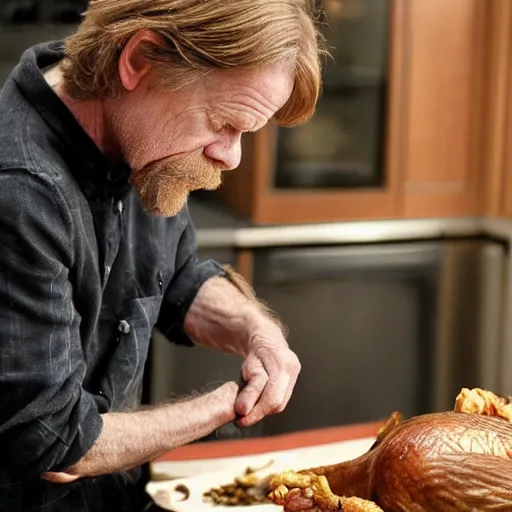 Image similar to William H Macy carving a turkey