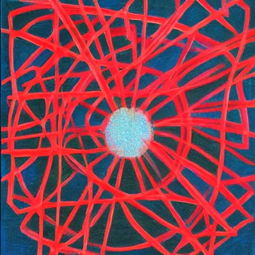 Image similar to abstract drawing outsider art style red ballpoint pen