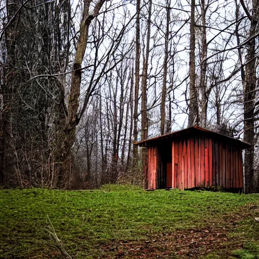 Prompt: a shack in the woods