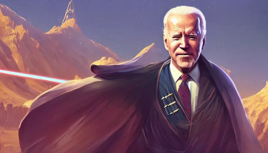 Prompt: joe biden is obi - wan kenobi with beard, billboard image, hyperdetailed, artstation, cgsociety, 8 k