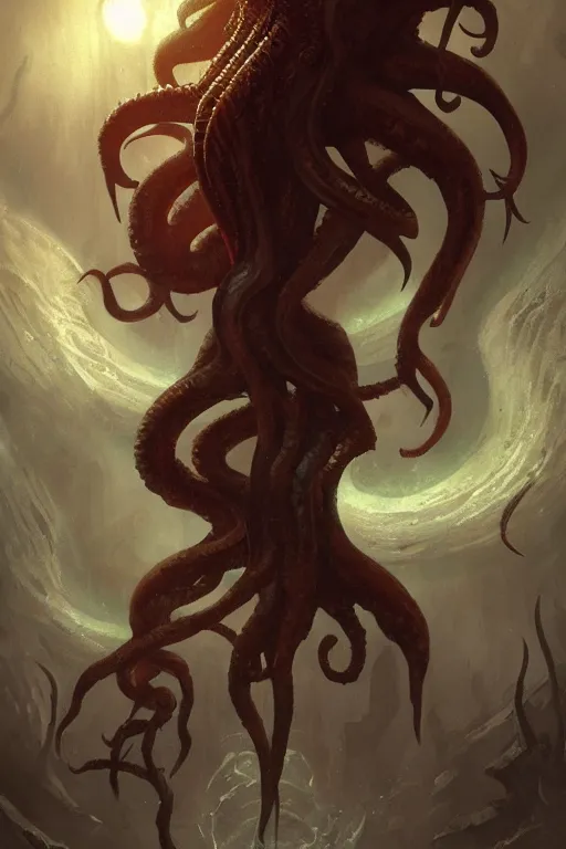 Image similar to cthulhu, storm, digital art, magic the gathering, mtg, by greg rutkowski, trending on artstation