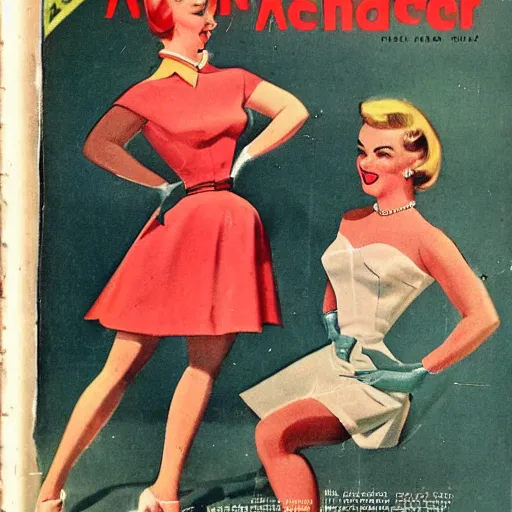 Prompt: a magazine cover style 1 9 5 0 s