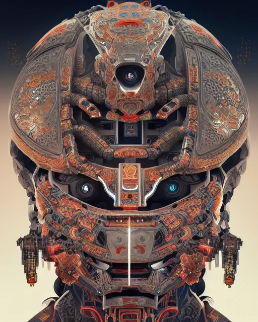 Prompt: symmetry!! portrait of a machine from horizon zero dawn, machine face, decorated with chinese opera motifs, asian, asian inspired, intricate, elegant, highly detailed, digital painting, artstation, concept art, smooth, sharp focus, illustration, art by artgerm and greg rutkowski and alphonse mucha, 8 k