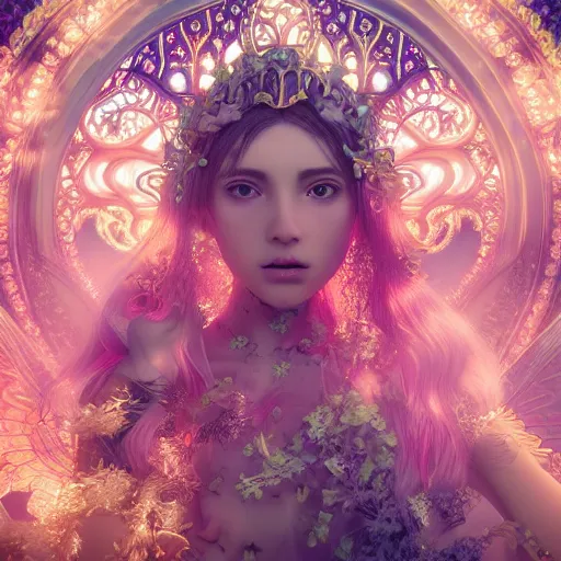 Image similar to portrait of fairy princess, beautiful, attractive, glowing, ornate and intricate, jaw dropping, dynamic lighting, colorful, fairy tale, intricate and detailed, 4 k octane render