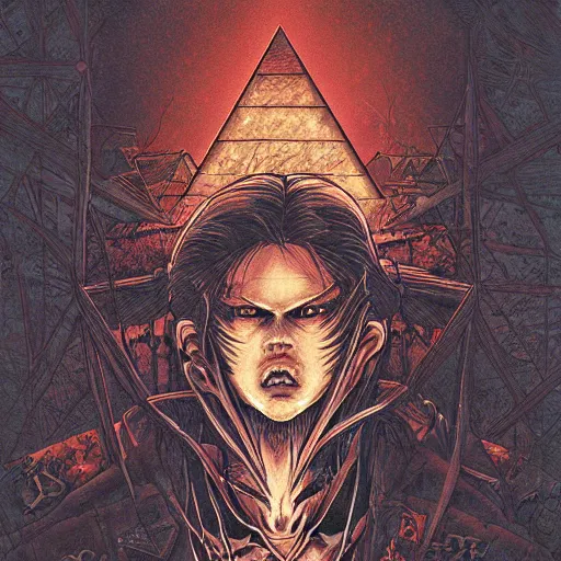 Prompt: portrait of crazy pyramid head silent hill, symmetrical, by yoichi hatakenaka, masamune shirow, josan gonzales and dan mumford, ayami kojima, takato yamamoto, barclay shaw, karol bak, yukito kishiro