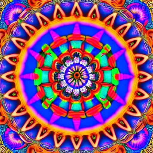 Prompt: psychedelic fractal mandala pattern