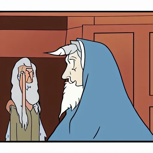 Image similar to gandalf in an adult swim cartoon