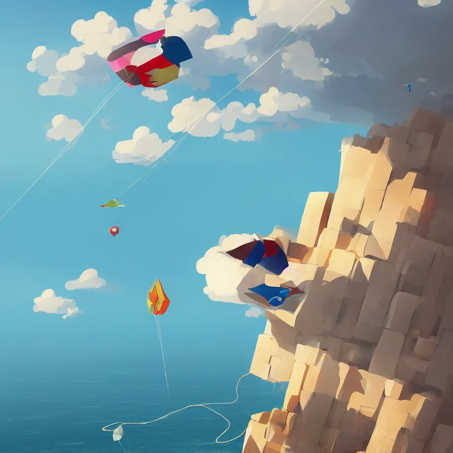 Image similar to a great kite flying over the ocean, art by Goro Fujita, ilustration, concept art, sharp focus, ArtStation and deviantart