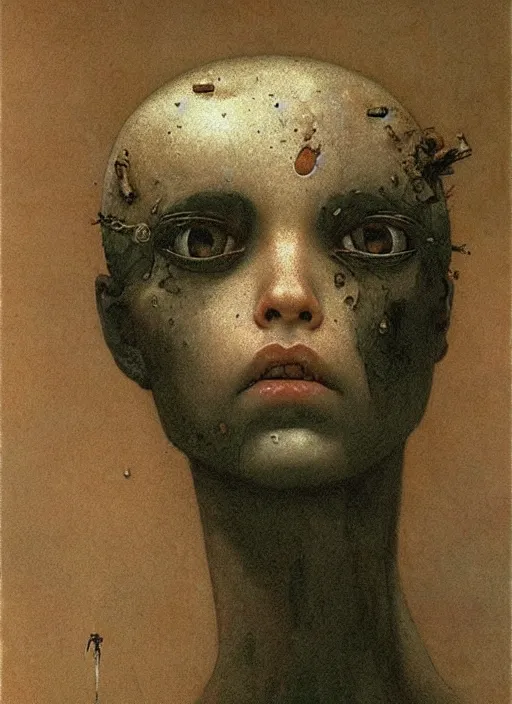 Prompt: bald barbarian teen girl by Beksinski