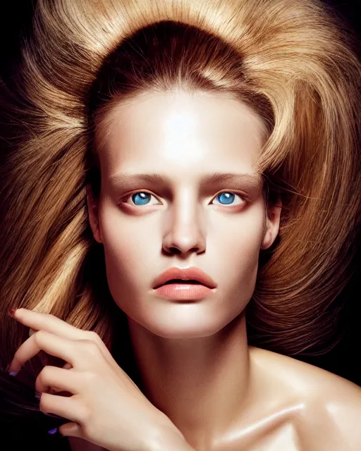 Prompt: photo half body portrait of very beautiful woman, face, realism, extreme detail, real life, key art, soft light, volumetric light, 3 - d shadows, photo by mario testino and patrick demarchelier, photoshoot